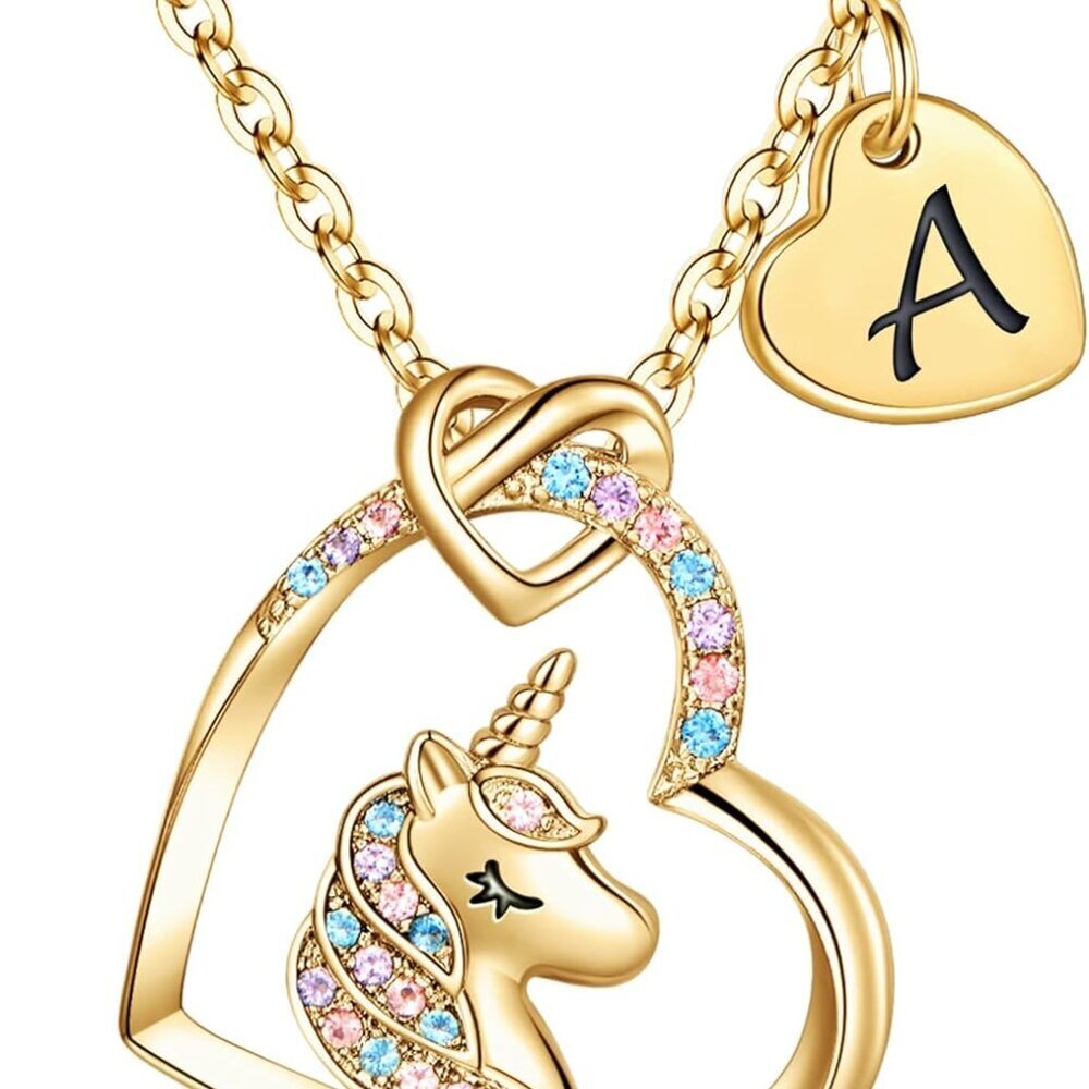 Mothers Day Gifts for Daughter - Unicorn Necklaces for Girls, Colorful CZ Heart